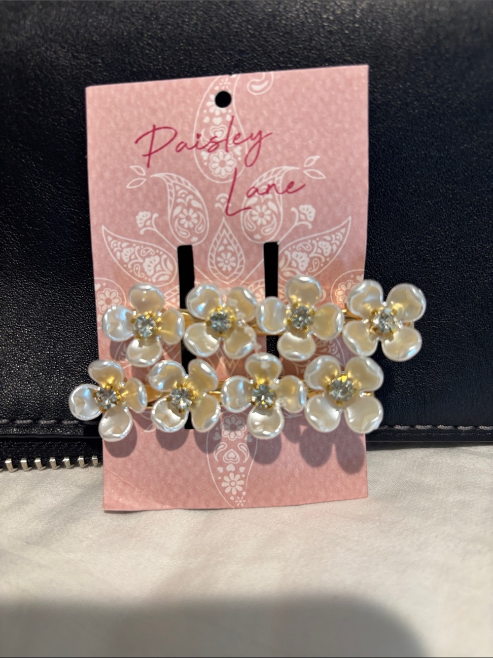 Pearlized White Flower Hair Clips - Set of 2